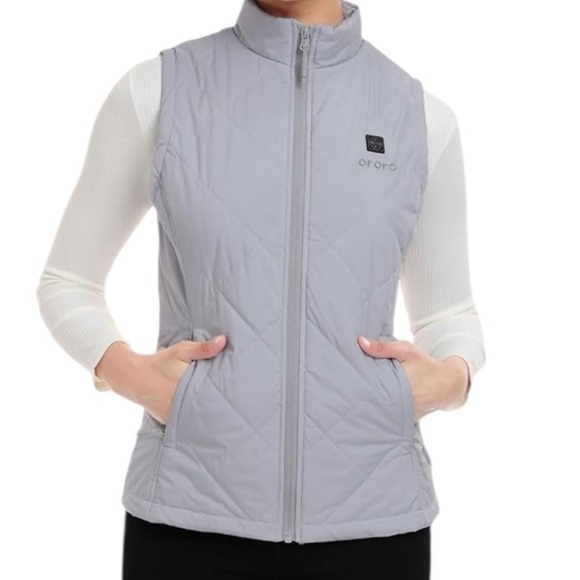 ORORO Quilted Heated Best Grey Medium Water Resistant Zip Front/Pockets NWT - Picture 5 of 17